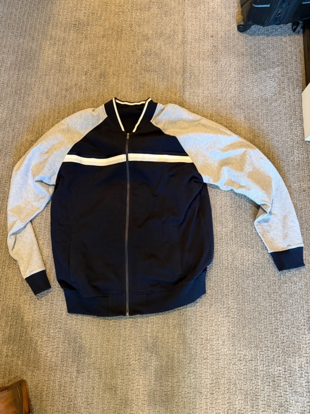 Sean John Navy Jacket with White Stripe Trim